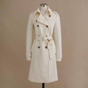 J. Crew Wool Cashmere Belted Coat WHITE Sz 0